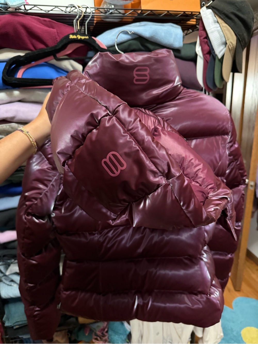 Aritzia Burgundy Iridescent Superpuff Jacket - Picture 9 of 10